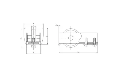 PSG 60.00P.89 Carriage kit 60.089 for 100 x 90 rail - with end roller and end catcher