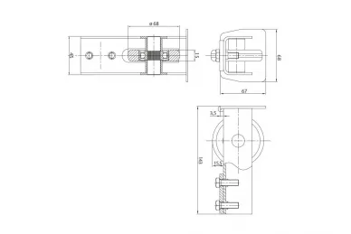 PSG 60.011.69.01 Rolka najazdowa 68 mm z zakończeniem - system 68 x 68, rolka nylonowa, do bramy przesuwnej
