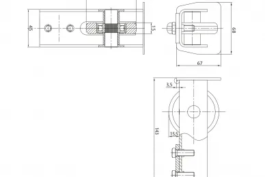PSG 60.011.69 Rullo di scorrimento 68 mm con terminale per cancello scorrevole