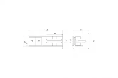 PSG 60.011.80.01 Rolka najazdowa 80 z zakończeniem, do bramy przesuwnej - kółko z tworzywa, do szyny 80 x 80 x 5 mm, ocynkowana