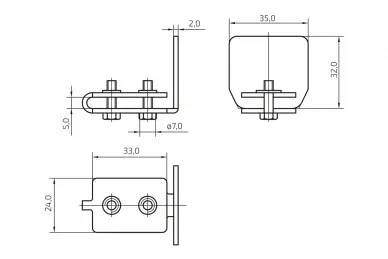 PSG 60.012.25 Finition de profilé pour portes suspendues 35x32x1,5 mm galvanisé