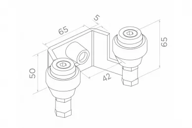 PSG 60.022 Poignée de porte 40 roulettes caoutchoutées