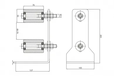 PSG 60.034 Verstellbare obere Führung, Rolle 76 mm