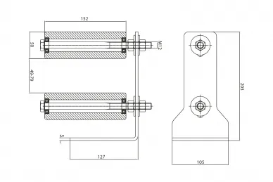 PSG 60.035 Obere Führung, verstellbar, Rolle 152 mm