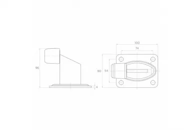 PSG 60.038.7016 External stop for a gate or wicket gate, screw-on, with a 100 x 80 mm plate, anthracite
