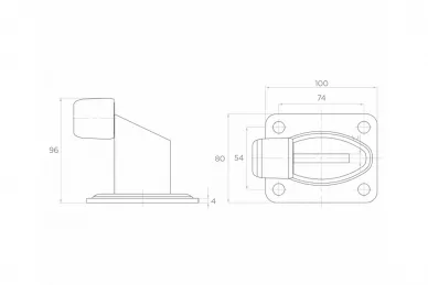 PSG 60.038 Außenstoßfänger zum Anschrauben mit Platte 100x80 mm