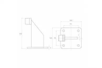 PSG 60.039.7016 Odbojnik zewnętrzny do bramy lub furtki, przykręcany, z płytką 100 x 100 mm, antracytowy