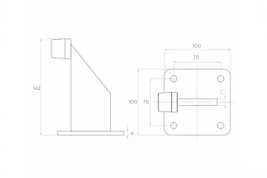 PSG 60.039 Außenstoßfänger zum Anschrauben mit Platte 100x100 mm