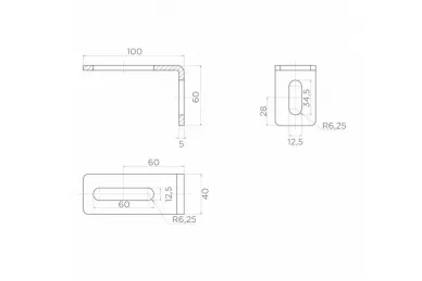 PSG 60.041.9005 Guide roller angle bracket 100 x 60 mm - black (RAL9005)