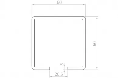 PSG 60.060.3 Ceownik do bram 60x60 x20,5x3 6000 mm