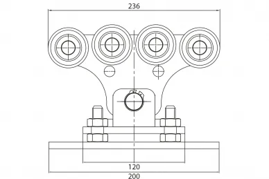 PSG 60.069 Wózek jezdny 68 do bramy przesuwnej - system 68x68, rolki stalowe