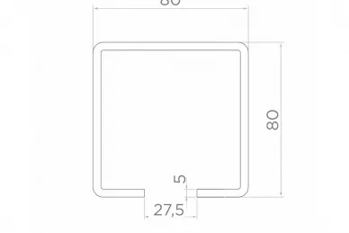 PSG 60.080 Ceownik do bram 80x80 x27,5x5 6000 mm