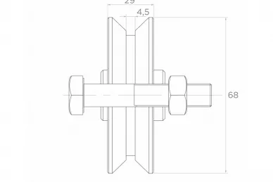 PSG 60.100 Rullo mobile a V 70x20 mm