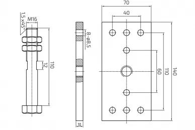 PSG 60.221.50 Fixation supérieure du chariot pour portes suspendues