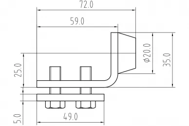 PSG 60.238.38 Butée pour rail de porte suspendue 6V.046