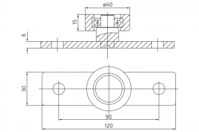PSG 60.256 Roulette de guidage en nylon avec fixation