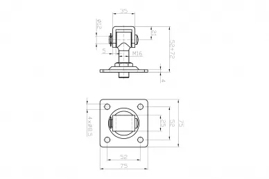 PSG 61.018.75 Zawias regulowany m16  75x75x4 (30)