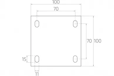PSG 61.019.2 Zawias regulowany z szyldem 100 x 100 - m20, ocynkowany (z czarnym uchem)