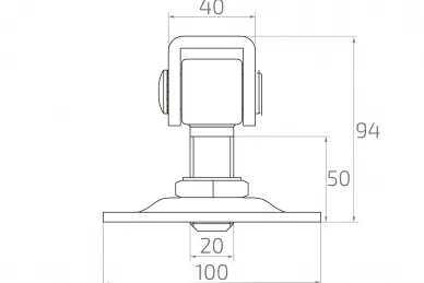 PSG 61.019.2 Zawias regulowany z szyldem 100 x 100 - m20, ocynkowany (z czarnym uchem)