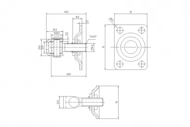 PSG 61.061.02.14 Cerniera regolabile con placca rettangolare M14 75x55x3 mm
