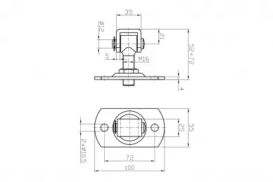 PSG 61.061.03 Zawias reg. z szyldem prostokątnym m16 - 100x55x4 (30)