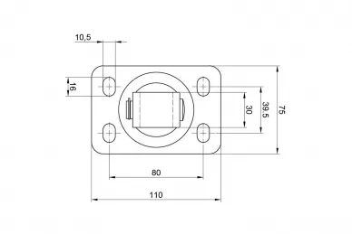 PSG 61.062.04 Zawias regulowany m20, podstawa 110x75x4 mm, fasola (30)