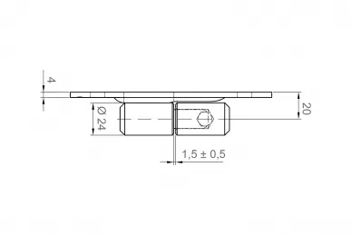PSG 61.064.01 Charnière réglable tournée 24 M12 avec bille et plaque 150 x 40 mm