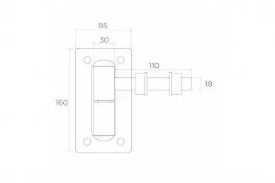 PSG 61.066 Charnière réglable tournante à 30 M18 avec plaque 160x85 mm avec bille