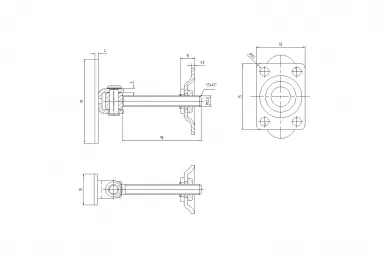 PSG 61.068.12 Charnière réglable M12 avec plaque 115x40 mm et plaque 75x55x3 mm