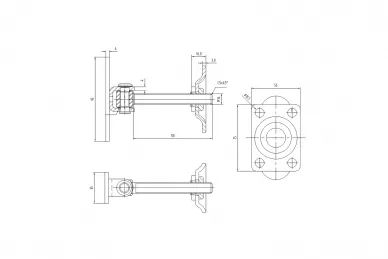 PSG 61.068.14 Charnière réglable M14 avec plaque 115x40 mm et plaque de recouvrement 75x55x3 mm