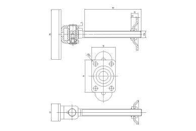 PSG 61.068.16.01 Verstellbares Scharnier M16 mit Schild 115x40 mm und Platte 75x55x3 mm
