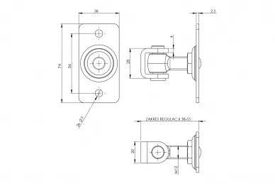 PSG 61.069.12 Zawias regulowany z szyldem prostokątnym m12 75x38 (100)