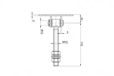 PSG 61.080 Zawias regulowany m12 l-115 podstawa 90x30x3 (30)
