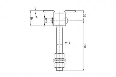 PSG 61.082 Zawias regulowany m16, l-130 - gięty (30)