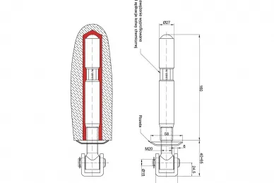 PSG 61.085.20 Ancrage M20 - o 27 L-160 charnière réglable M20 rosace