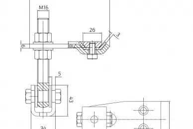 PSG 61.088 Charnière réglable dans trois plans M16