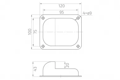 PSG 61.092 Anschlag zum Anschrauben 120 x 100 mm für Flügeltore
