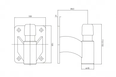 PSG 61.098 Butée extérieure pour portail ou portillon à visser 100x120 mm