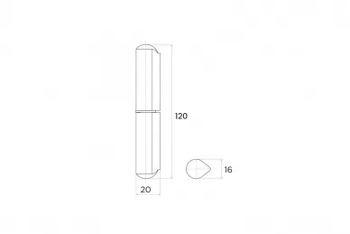 PSG 61.116.02 Cerniera da saldare 16x120x20 mm