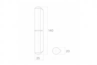 PSG 61.120.02 Charnière à souder 20 x 140 x 25 mm
