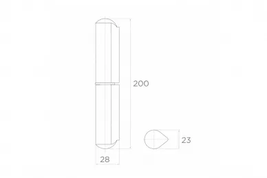PSG 61.124.02 Cerniera da saldare 23x200x28 mm