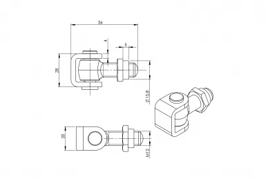 PSG 61.400.12 Verstellbares Scharnier für Blindnietmutter M12