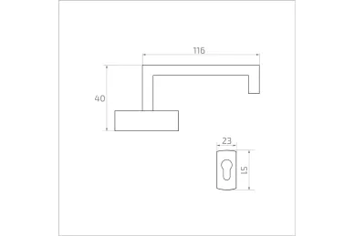 PSG 63.050 Door handle H115 x L120 - rectangular, black (set)