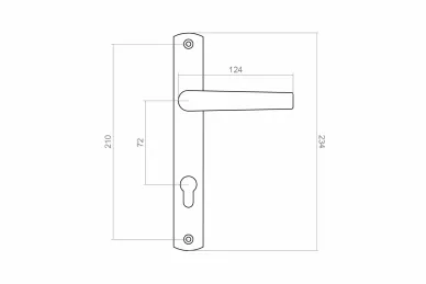 PSG 63.180.72.00 Door handle with escutcheon 72 - dimensions 234 x 32 mm