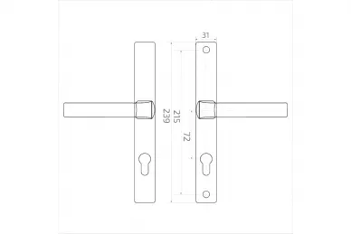 PSG 63.180.72.1 Door handle with escutcheon 72 - 239 x 31 mm, black