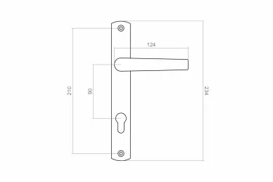 PSG 63.180.90.00 Door handle with escutcheon 90 - dimensions 234 x 32 mm