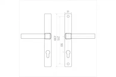 PSG 63.180.90.1 Door handle with escutcheon 90 - 239 x 31 mm, black