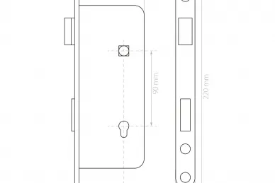 PSG 63.212.90M Serratura stretta a rullo 220x90 mm per cilindro