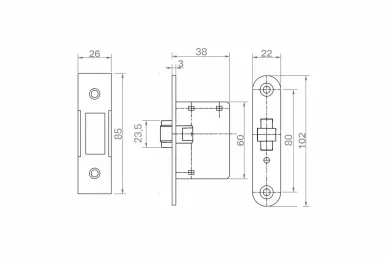 PSG 63.215 ZAMEK ROLKOWY H=102 W=45 z zaczepem płaskim