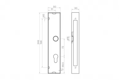 PSG 63.220 Cassette de serrure h=245 pour profilé 50x30